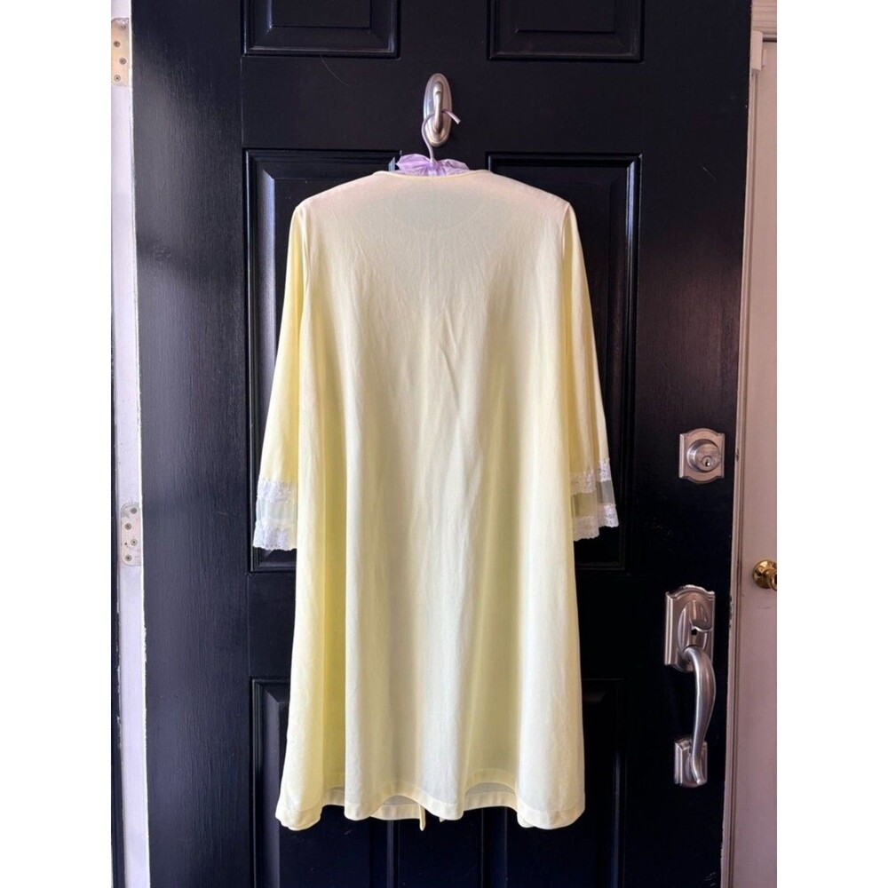 VTG Sears Pastel Yellow Nylon Mesh Lace Short Robe Size M - Picture 5 of 12